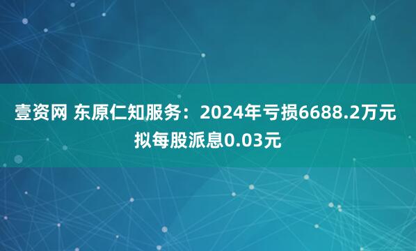 壹资网 东原仁知服务：2024年亏损6688.2万元 拟每股派息0.03元